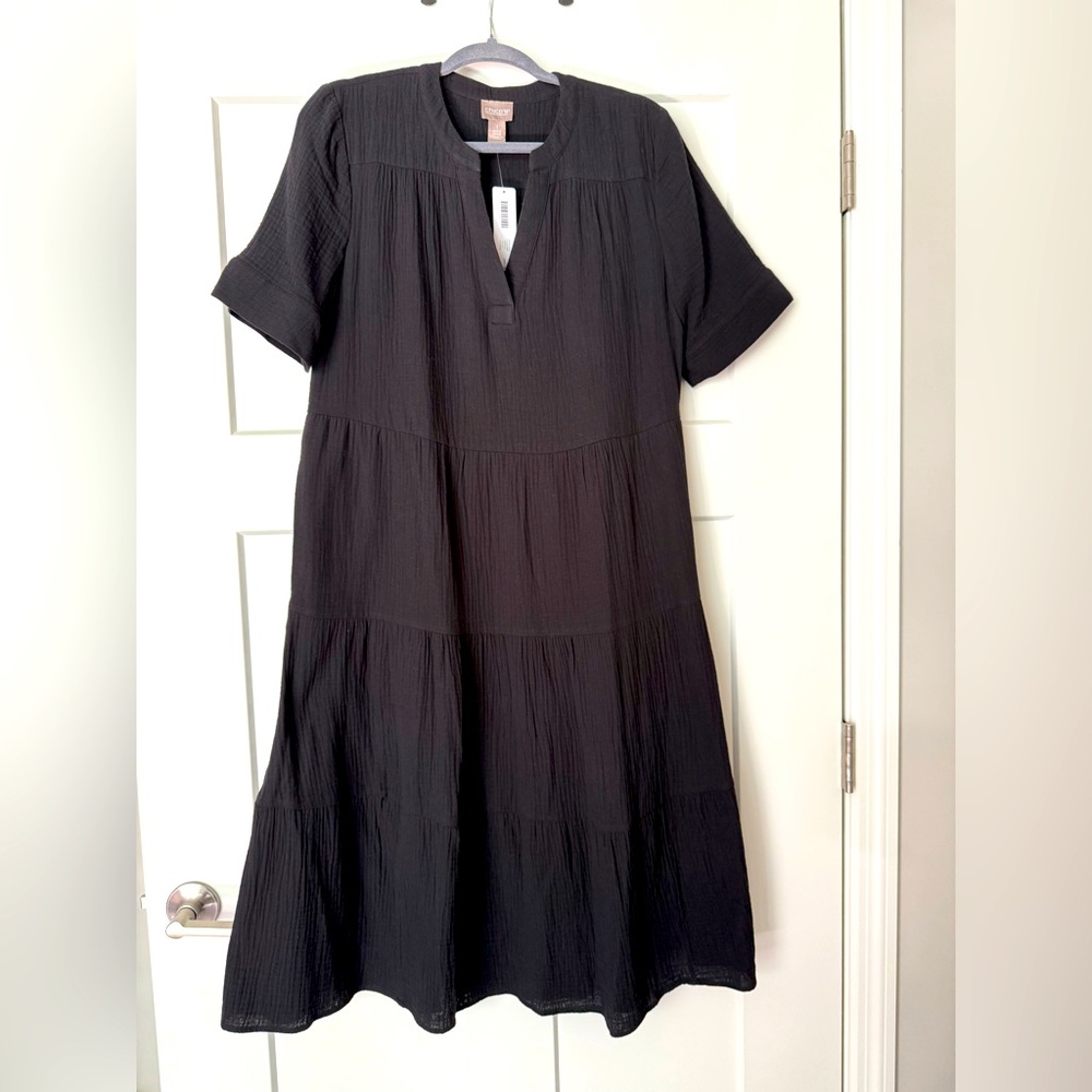 NWT Chico’s 1 100% Cotton Tiered Easy Dress - w/Pockets!
